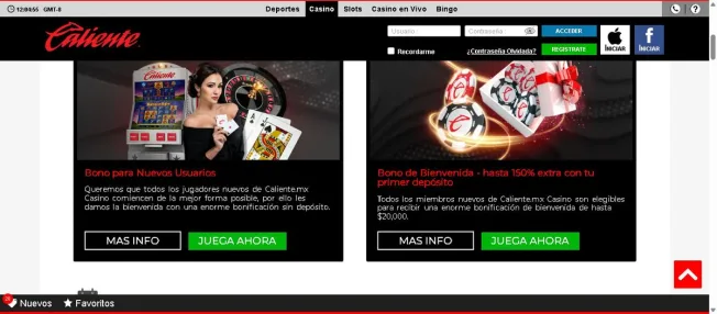 Bonos y promociones de Caliente Casino